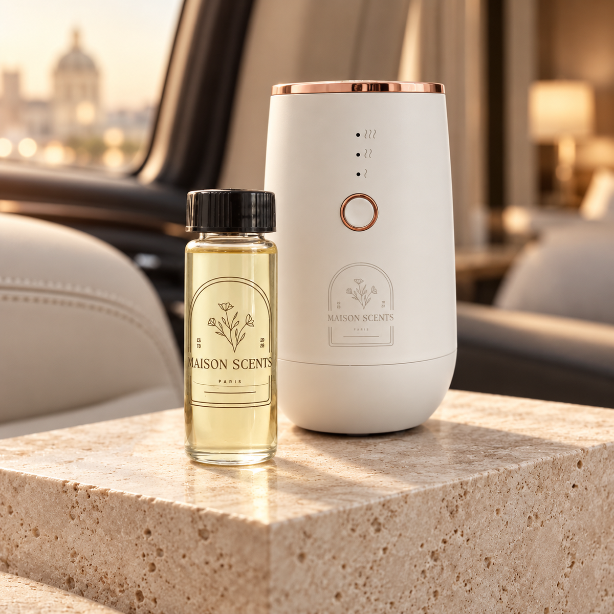 Maison Scents Journey Companion Bundle with Travel Car Diffuser and 50 ml fragrance oil