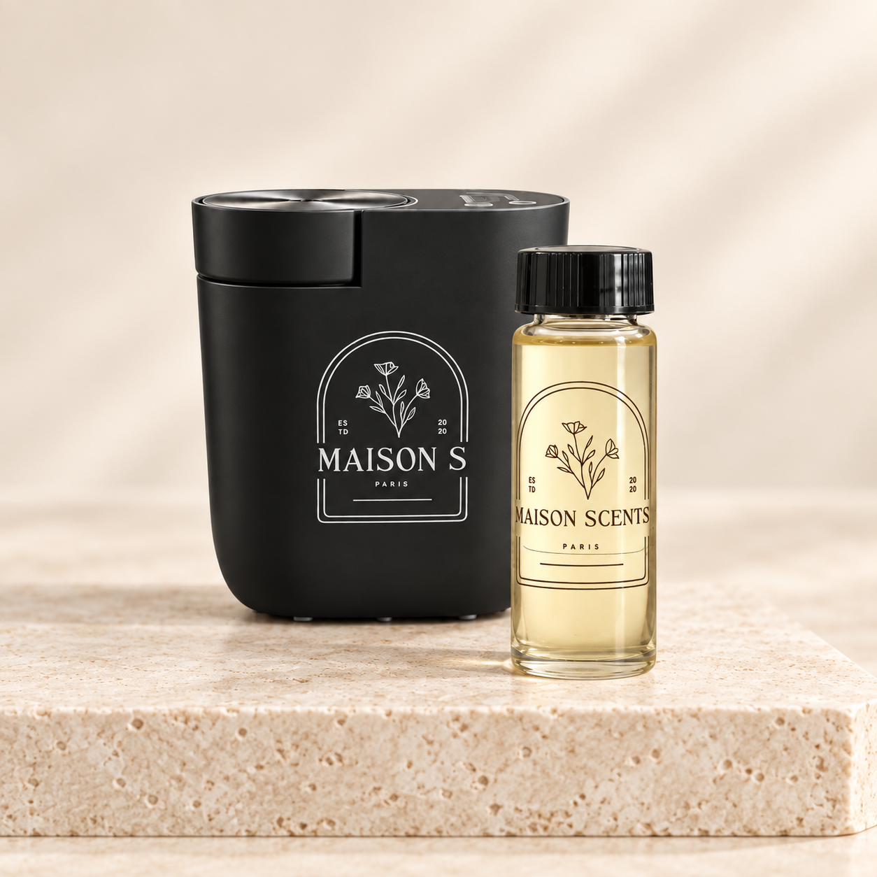 Black Maison Scents Plug-In Diffuser with 50 ml fragrance oil bundle