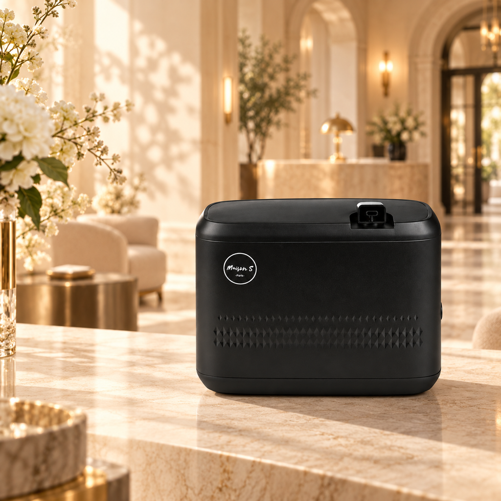 Maison Scents S80 commercial diffuser in a dreamy luxury hotel lobby